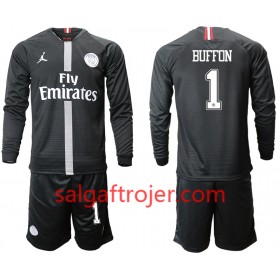 Paris Saint-Germain Fodboldtrøjer BUFFON 1 Jodan Sort Børn 3. sæt 2018/19 Langærmet